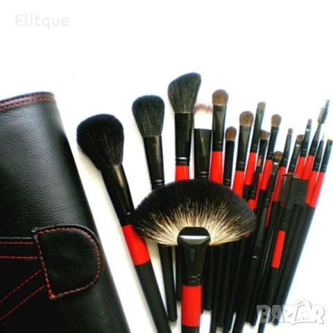 Комплект от 22 четки за грим в разгъваща се чантичка от естествена кожа  HZS83, снимка 7 - Други - 52820406