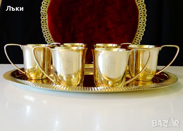 Английски сервиз чаши с поднос,никелово сребро. , снимка 10 - Антикварни и старинни предмети - 45912865