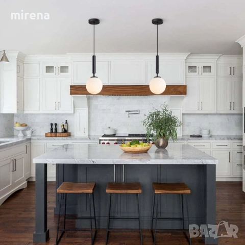 Висяща лампа Сребърна, модерна, кухненски остров индустриална, селска,, снимка 7 - Лампи за баня - 53420899