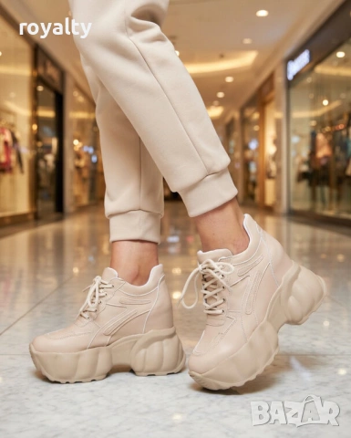 Кецове на платформа - бежова кожа, снимка 2 - Кецове - 54028908