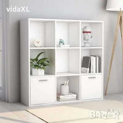 vidaXL Шкаф библиотека, бял, 98x30x98 см, инженерно дърво（SKU:801116）, снимка 2 - Шкафове - 48993609