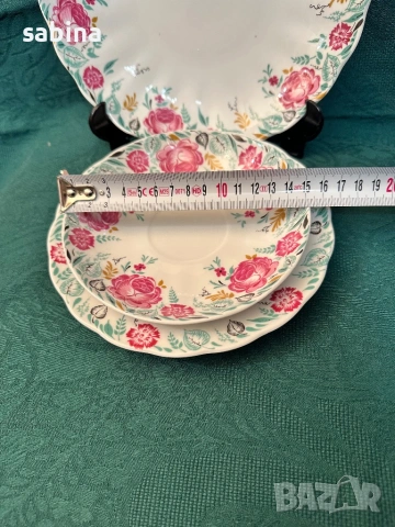 Руски порцелан-сервиз за чай Божури или Утренний на ЛФЗ Ломоносов, снимка 6 - Сервизи - 53640469