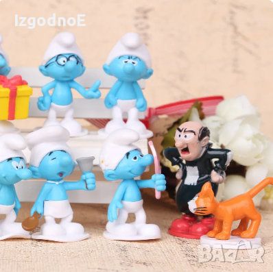 Голям лот смърфовете, 12бр фигурки за торта Smurfs НОВИ, снимка 3 - Фигурки - 45665124