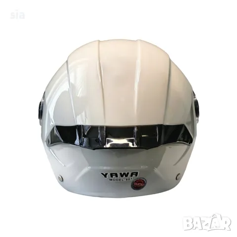Каска за мотор с очила и визьор, Шлем за скутер, бял- Гланц, снимка 4 - Аксесоари и консумативи - 47659694