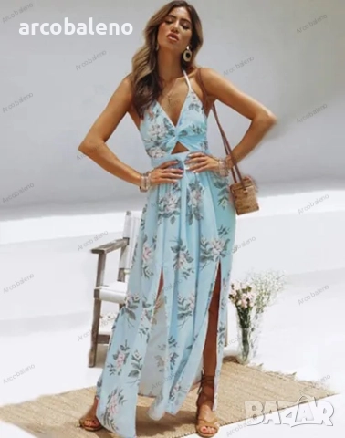 Дамска рокля с V-образно деколте и шифонов принт, 3цвята , снимка 10 - Рокли - 40692971