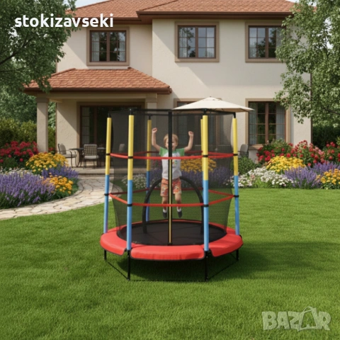 Батут 4,5ft 140см с вътрешна мрежа - червен, снимка 2 - Други - 54088511