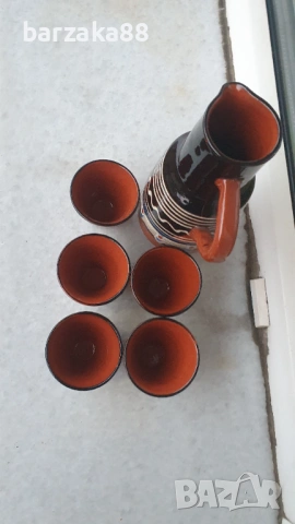 Керамична каничка с 5 бр. чашки, снимка 4 - Други стоки за дома - 53258035