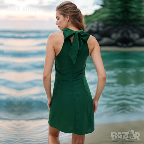 Елегантна дамска едноцветна рокля без ръкави, снимка 4 - Рокли - 45024818