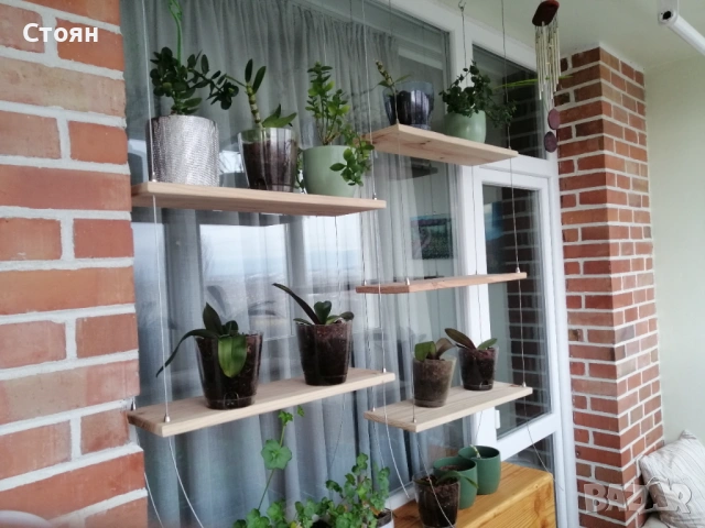 Висяща етажерка с дървени плотове , снимка 3 - Етажерки - 53563610