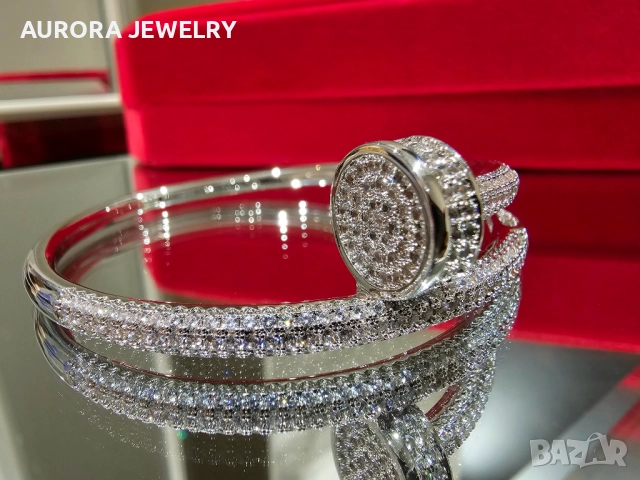 CARTIER Nail Juste un Clou Silver Large Paved Diamonds Гривна Пирон, снимка 5 - Гривни - 52843802