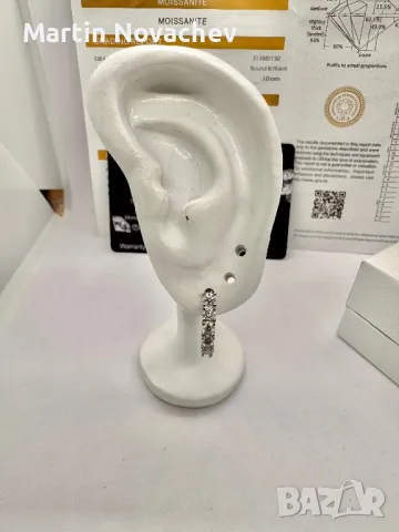 Сребърни обеци с мойсанит (Диамант) 1 карат, снимка 6 - Обеци - 49913212