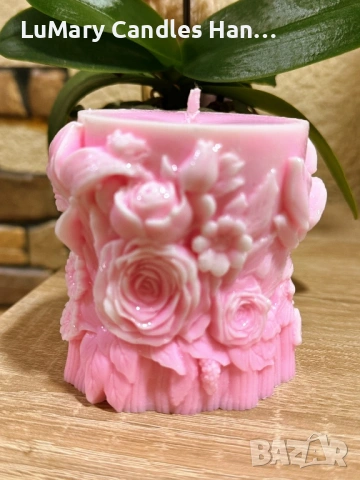 Свещ “ Розов шепот”, снимка 3 - Декорация за дома - 53225385