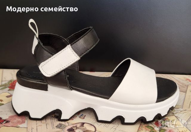 Модни дамски сандали от естествена кожа произведени в България модел: 226206-1531 nero white, снимка 3 - Сандали - 45891011