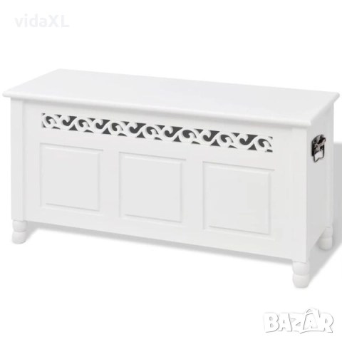 vidaXL Пейка за съхранение, бароков стил, MDF, Бяла(SKU:242646)