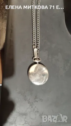 FOSSIL масивен джобен часовник кварцов посребрен рядък колекционерски, снимка 4 - Антикварни и старинни предмети - 50439666