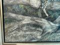 Маслена творба върху платно "Леопард върху дърво", снимка 4