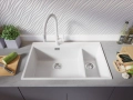 Бяла кухненска гранитна мивка Осло 80 Duo Top 780x500 мм, снимка 4