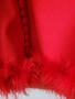 Червена рокля с естествени пера, снимка 6