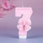 Розова блестяща цифра-свещ с панделка , снимка 7