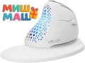 Ергономична безжична вертикална мишка DeLUX с OLED дисплей, RGB, до 7200 DPI – бяла, снимка 1