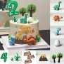Динозаври динозаври листа трева яйце дърво комплект за декорация на торта , снимка 1