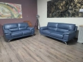 Син кожен комплект дивани тройка и двойка, снимка 6