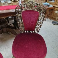 Страхотни много красиви антикварни испански столове месинг и плюш , снимка 5 - Антикварни и старинни предмети - 45540049
