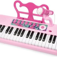 Love&Mini Детско Пиано - 37 клавиша с Микрофон и Говорители, Розово., снимка 1 - Музикални играчки - 45100531