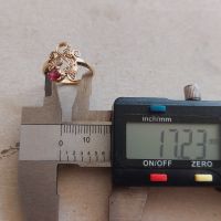 Дамски златен пръстен с инкрустирани диаманти и рубин, злато 12к., снимка 12 - Пръстени - 45434444