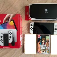  КАТО НОВ Nintendo Switch OLED - White + калъф+ игра GTA (trilogy), снимка 1 - Nintendo конзоли - 45462957