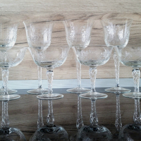 WMF Уникален антикварен комплект кристални гравирани чаши  Германия 40-те, снимка 8 - Други ценни предмети - 44993196