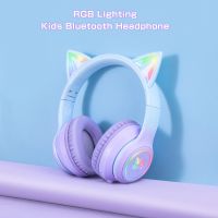 PHNIXGAM Bluetooth слушалки с котешки уши за деца, безжичен и кабелен режим с микрофон, RGB LED, снимка 3 - Слушалки и портативни колонки - 45437644