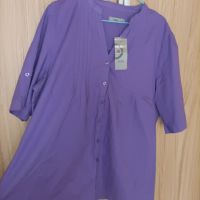 Нова лилава, памучна риза с къс ръкав , снимка 3 - Ризи - 45254857