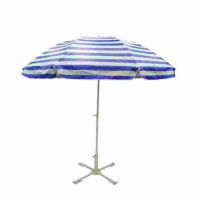 Плажен чадър ø240 със сребристо покритие WH002-3 синьо/бели ивици, снимка 1 - Градински мебели, декорация  - 45433102
