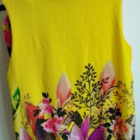 Блуза жълта на цветя, размер М, снимка 2 - Туники - 45859256