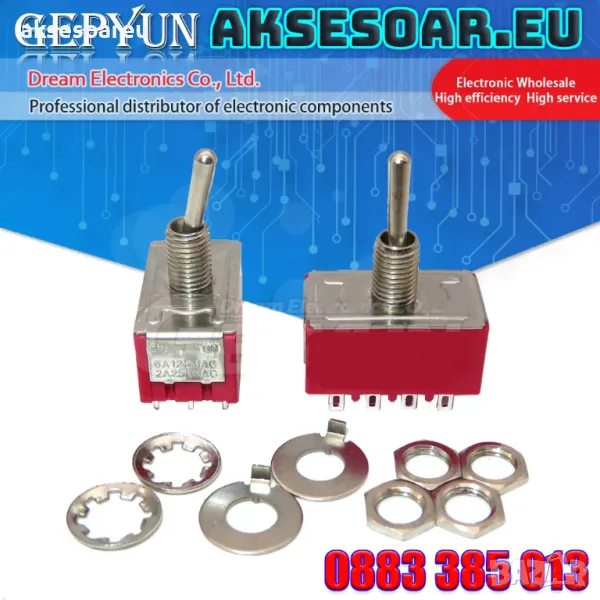 Нов качествен Ключ Превключвател с 12 крачета с 3 положения на превключване ON / OFF/ ON 5A / 125VAC, снимка 1