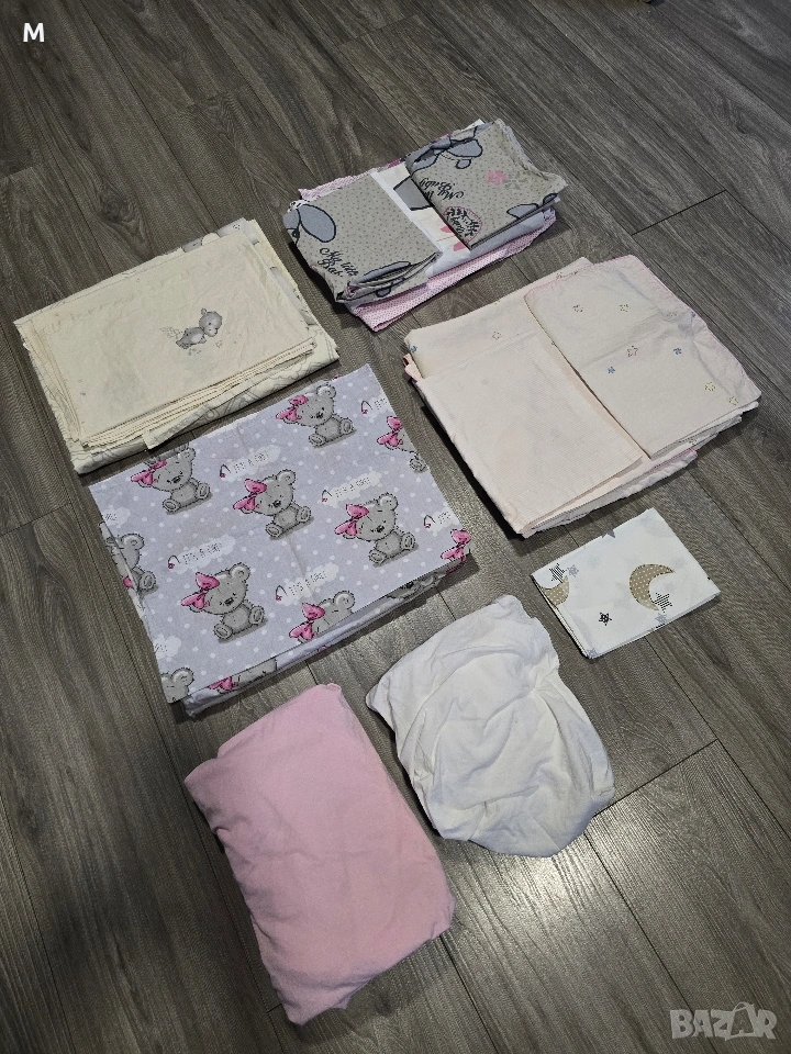 Голям ЛОТ от 4 комплекта за легло за матрак - 60/120 + 2бр чаршафа с ластик + подарък - бяла калъфка, снимка 1