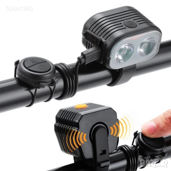 Много силен фар и сирена за велосипед с презареждаща акумулаторна батерия / USB/  5 сигнала, снимка 1