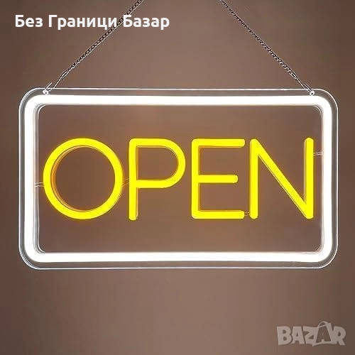 Нов знак LED Неонова табела Open USB 5V със 10 нива яркост 42x22 см, снимка 1
