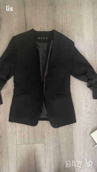 Черно сако с набран ръкав, снимка 1