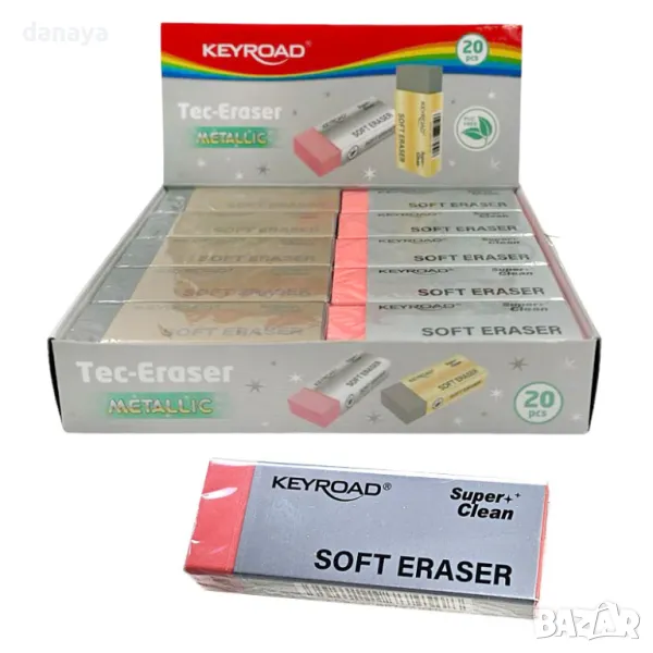 5142 Ученическа гумичка Keyroad Metallic Soft eraser, снимка 1