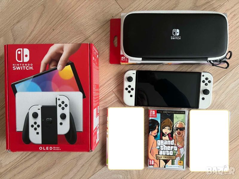  КАТО НОВ Nintendo Switch OLED - White + калъф+ игра GTA (trilogy), снимка 1