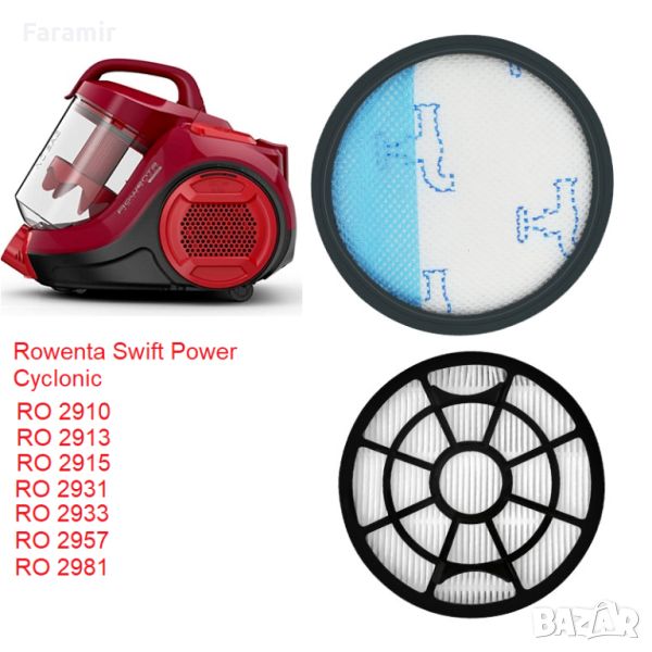 Хепа филтри за прахосмукачка Rowenta Swift Power Cyclonic RO2910 RO2913 RO2915 RO2932 RO2933, снимка 1