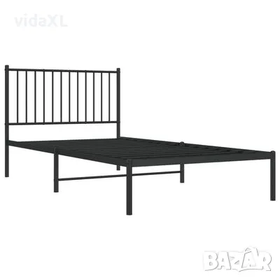 vidaXL Метална рамка за легло с горна табла, черна, 100x200 см(SKU:350859), снимка 1