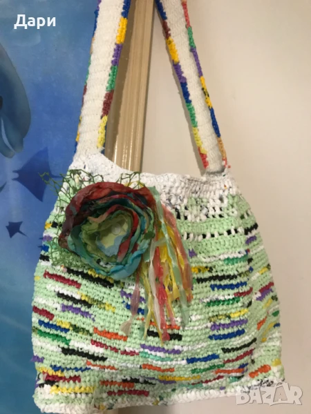 ДАМСКА ЧАНТА-ТИП-ТОРБА-ПЛЕТЕНА НА  КУКА, снимка 1