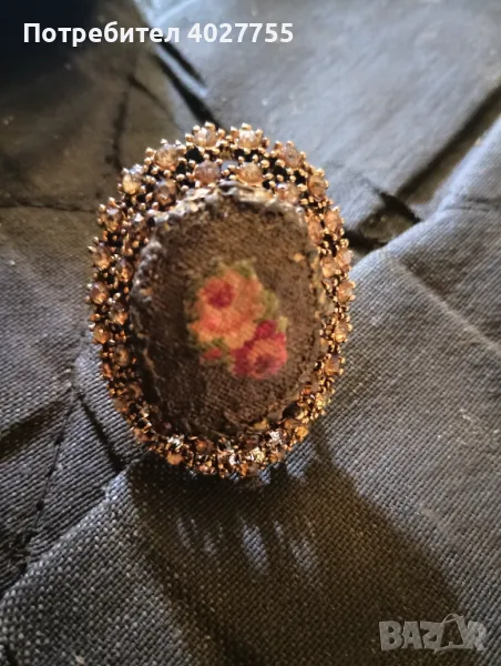 Пръстен с ръчно ушит гоблен , снимка 1