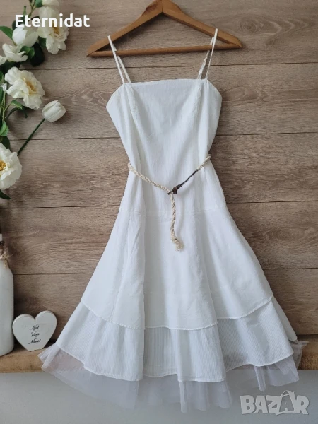 Бяла лятна рокля ICHI памучна материя , снимка 1