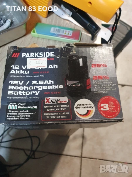 PARKSIDE PERFORMANCE® 12 V / 2.5 Ah батерия »PAPK 12 2.5 A1«, литиево-йонна, снимка 1
