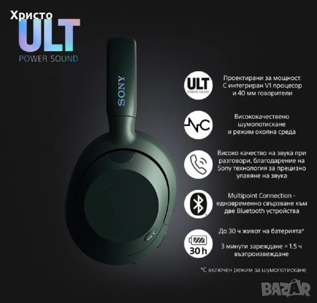 НОВО!!! Безжични слушалки Sony, WH-ULT900N, Bluetooth, снимка 1