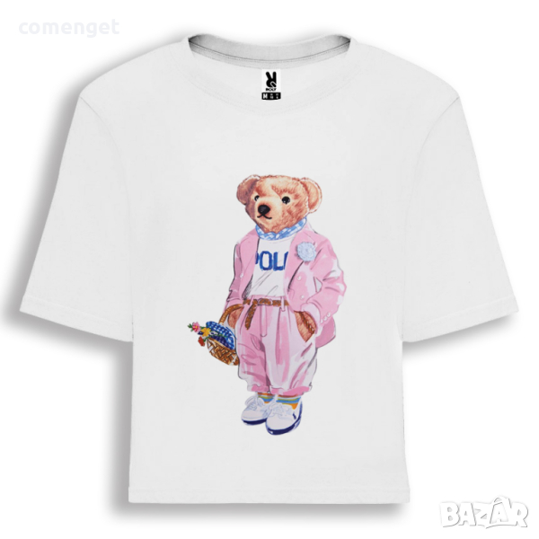 ХИТ!!! CROP TOP - къса дамска тениска RALPH BEAR PINK - различни цветове!, снимка 1